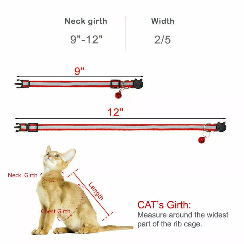 Unbranded Adjustable Reflective Nylon Cat Collar Bell For kitten Small