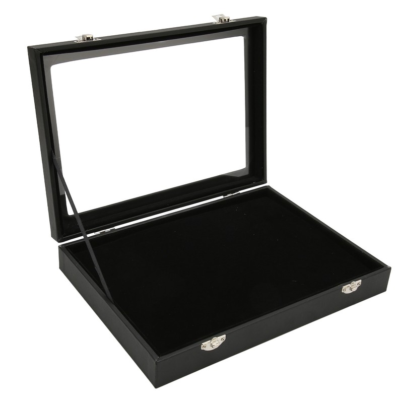 Pin Display Case Dustproof Transparent Glass Lid Badge Storage Box