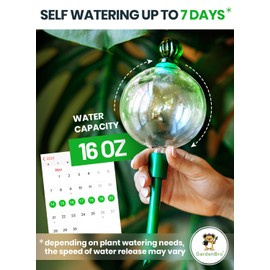 3pcs 16 Oz Plant Watering Globes for Indoor Plants with Metal Self Watering Planter Insert - Premium XL Glass Hand-Blown Globes - Automatic Plant Waterer Indoor, Gift Idea for Gardeners [3 Globes]
