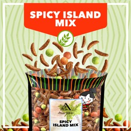 Spicy Island Arare Rice Crackers - Hot Mochi Crunch Asian Snack Mix - Assorted Shapes and Flavors - Sweet, Salty, and Umami Taste - Kakinotane, Wasabi Peas, and Red Iso Peanut - 12 Ounce