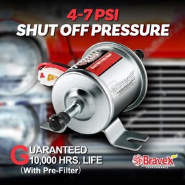 Inline Electric Fuel Pump Universal 12V Low Pressure PSI Heavy Duty Gas Diesel HEP-02A (4-7 PSI)