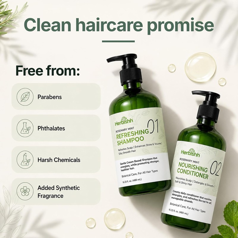 Herbishh Rosemary Mint Hair Shampoo and Conditioner 480ml each