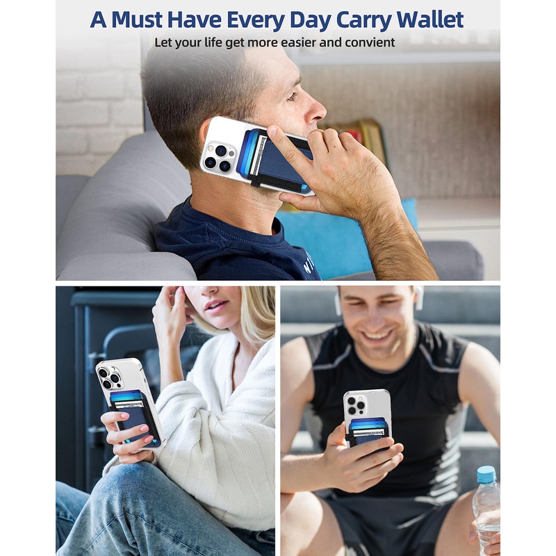 ExtreLife Magnetic Card Wallet Holder with Magsafe, Navy Blue