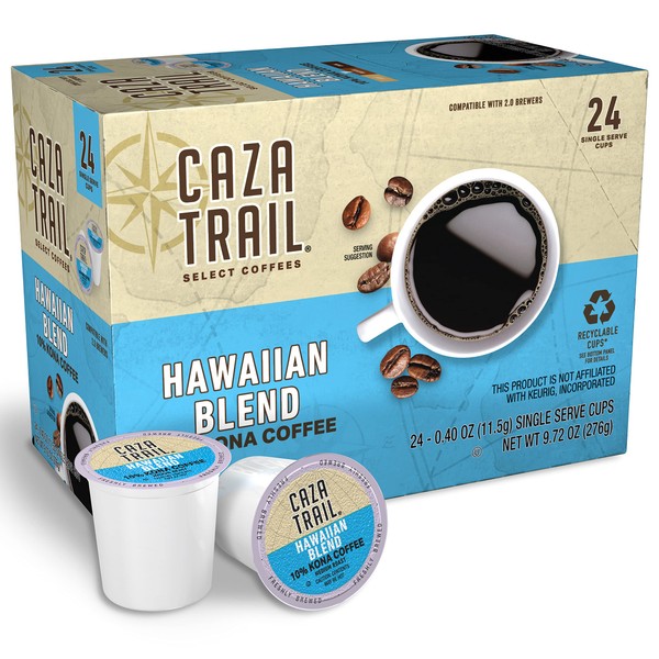 Caza Trail Coffee, mezcla Kona, 24 tazas de una sola porción, 10 onzas