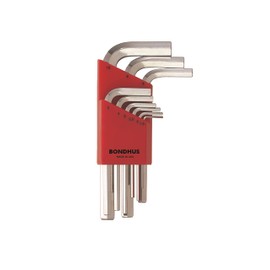 【国内正規品】BONDHUS(ボンダス) 六角L-レンチ ショートセット メッキ加工 9本組 (1.5、2、2.5、3、4、5、6、8、10mm) HLX9MSB No.16299
