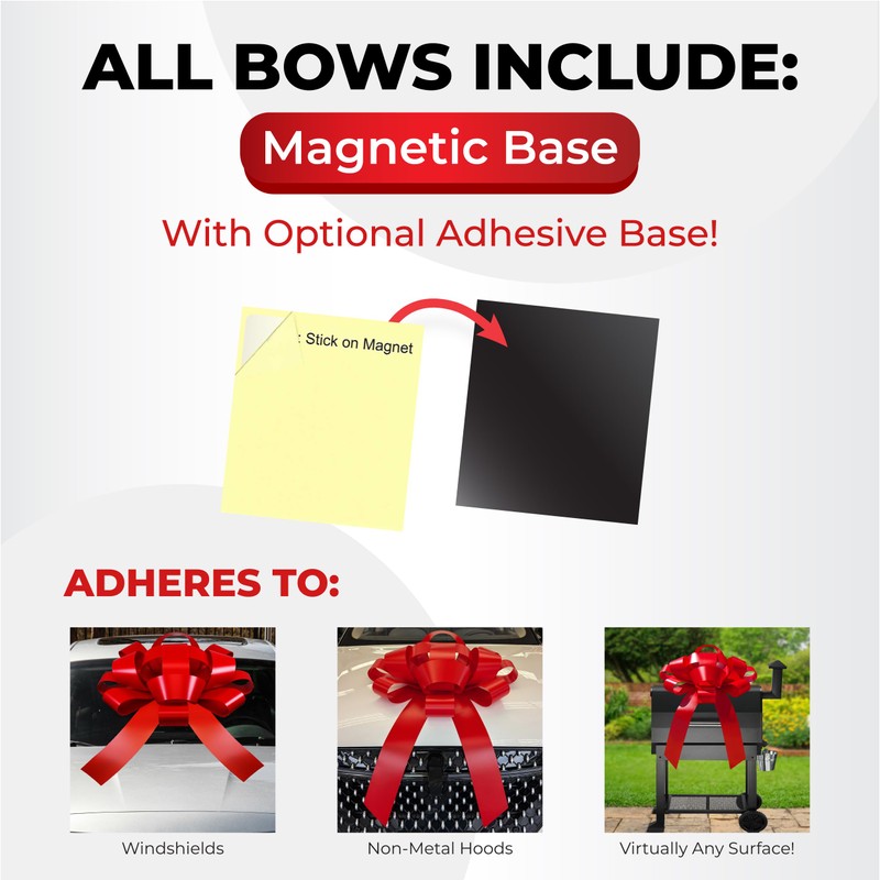 CarBowz Big Car Bow, Giant Bow, Non Scratch Magnet, Weather