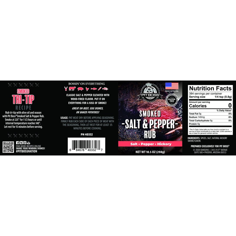 Pit Boss Smoked Salt & Pepper Rub Grill Spices, Multicolored