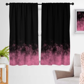 zokyer Pink and Black Window Curtain Ombre Gothic Gradient Women Modern Abstract Adult Teen Decorative Simple Art 42" W x 63" L for Living Room Bedroom Bathroom Set of 2 Panels Rod Pocket Drapes