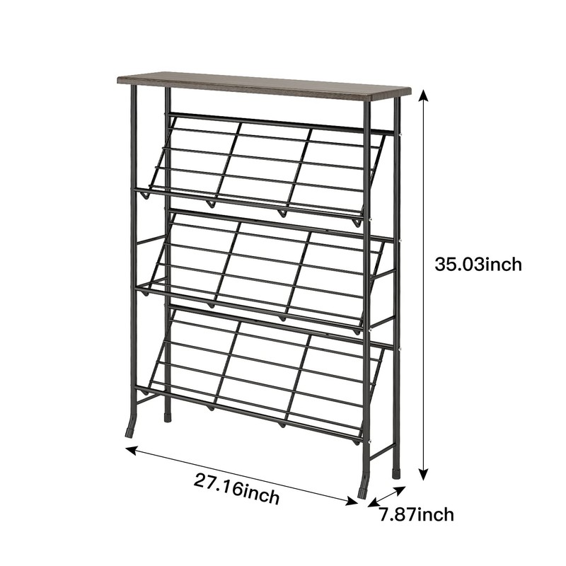 JZM Shoe Rack Storage, Narrow 4 Tier Metal Shoe Storage