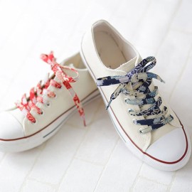 CocoLuck Crepe Shoelaces with Japanese Patterns, 46.1 inches (117 cm) - Navy