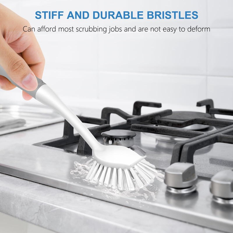 SetSail Dish Brush with Handle, 2 Pack Stiff Bristles Dish