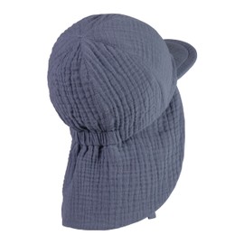 Sterntaler Peaked Cap Neck Muslin – Unisex Hat Made of Cotton Muslin (Organic) – UV Protection 50+ Sun Hat with Neck Protection – Baby and Children Summer Headgear for Tying, grey, 51