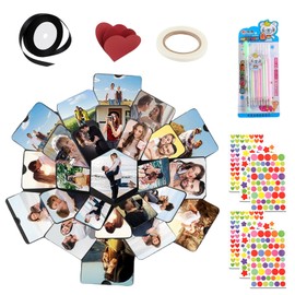 Explosion Box Surprise Box Birthday, Mystery Box DIY Gift, Surprise Box for Wedding, Anniversary, Valentine's Day, 47 x 47 cm Size, Black