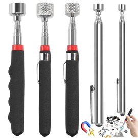 Liekadijiae Pack of 5 Telescopic Magnet Stainless Steel, Telescopic Magnetic Rod Set, Telescopic Magnetic Pick-Up Tool for Screws, Nuts, Keys, Metal Parts (1.5 lb 3 lb 10 lb 15 lb 20 lb)