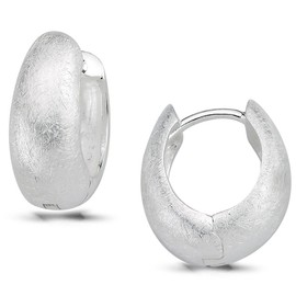 Vinani 2CKG Creole Earrings Oval Bulbous Brushed 925 Sterling Silver, Sterling Silver, No Gemstone