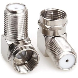 Coaxial Connector, Right Angle TV Aerial F Type Adapters Screw On F Male to Female Coaxial Coupler 90 Degree Connector for Satellite SKY Virgin,Wall Mounted TVs, Coaxial Cable Connection (Silver-2)