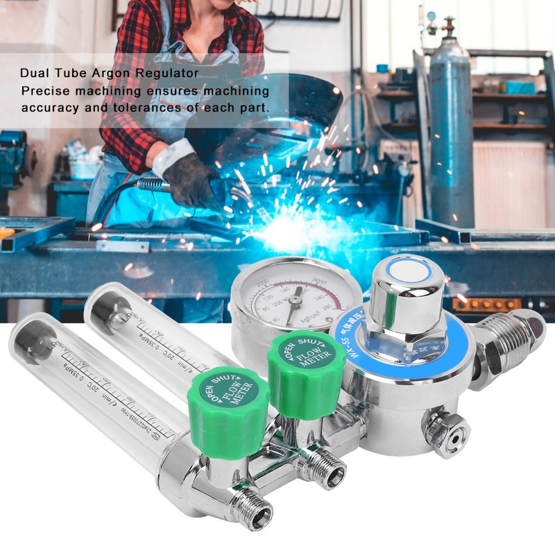 WX‑55X‑2L Argon Regulator Dual Tube Gas Flowmeter Pressure Reducer CGA540