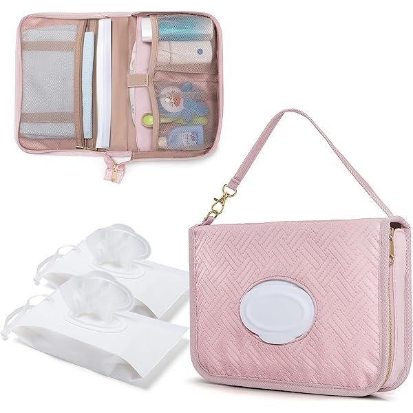 Diaper Clutch Bag with 2 Pieces Wipes Dispensers, Small Diaper
