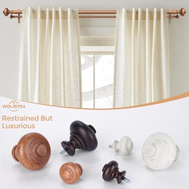 Wood Double Curtain Rods for Windows 72 to 144 inch, Boho Vintage Decorative 1 Inch Adjustable Long Dual Curtain Rod, Heavy Duty Farmhouse Double Drapery Pole with Imitation Wood Grain Finial