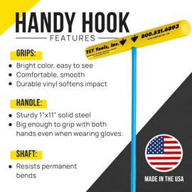 T&T Tools Heavy Duty Handy Hook – Portable 42 Inch with 3/8" Round Pump Hook End -Multipurpose Lifting and Pulling Tool for Manhole Covers, Septic Tanks, Storm Drains, Sewer Lids & More –1 Pack