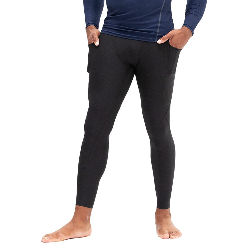 DEVOPS Men's Compression Pants Athletic Leggings (Large, Black/Charcoal/Navy)