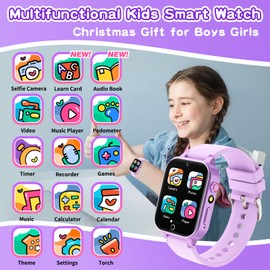Kids Smart Watches Girls Age 5-12, 26 Games High-Resolution Touchscreen Kids Watch with Video Camera Music Player Pedometer Flashlight 12/24 hr Educational Toys Birthday Gifts for Girls Ages 6 7 8