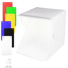 Photo Studio Light Box 20 CM with 6 Colour Photography Backdrop, LED Lightbox for Photography & Content Creation, Portable Light Box with 20LED and Backdrop - Professional Photography Accessories