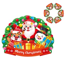 6PCS Christmas PVC Placemats, Lovely Santa Claus Reindeer Snowman Place Mats, Heat Resistant Dining Table Place Mats for Christmas, Xmas Table Mats for Dining Room Kitchen Table Decor Xmas Parties