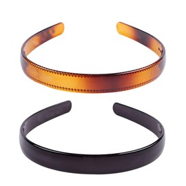 Set of 2 Simple Fashion Plastic Headband Fine Tooth Hairband Headwear Hair Hoop Hair Acessories for Women's Lady Girls (Black +Brown)