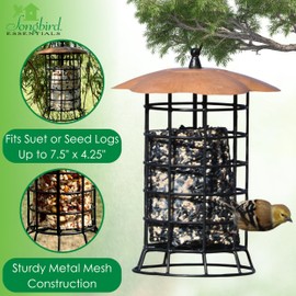 Songbird Essentials Copper Roof Suet Log Feeder