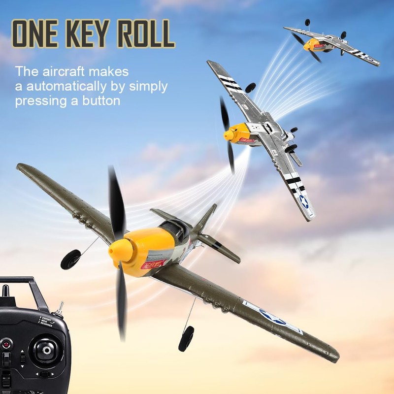 ANTSIR P51 RC Plane for Adults Kids, 4 Channel Remote