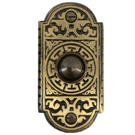 Oval Push Button Doorbell with Victorian Garden Motif - The Drummond (Highlighted Bronze)