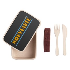 Fabulous Lunch Box with Cutlery Black - Novelty Art Deco Retro Baby - 700ml