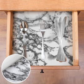 Quttisay Shelf Liner for Kitchen Cabinets,Non Adhesive Cabinet Liner,Non-Slip Drawer Liner,Waterproof Shelf Liner Easy to Clean Strong Grip Liner for Cabinets,Drawers,Cupboard，(Marble 12 in x 10FT)