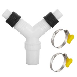 NHPY Washing Machine Drain Adapter, Drain Washing Machine Double Connection - Double Thread Connection Y Adapter for Pipes with 20-31 mm Input and 36 mm Outlet, Plastic Thread Connection, a