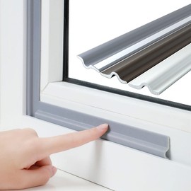 26 Feet Window Draft Stopper Foam Seal Strip Self Adhesive, Window Insulation and Door Side Weather Stripping Soundproof, Door Bottom Sweep Noise Gap Blocker (Gray)