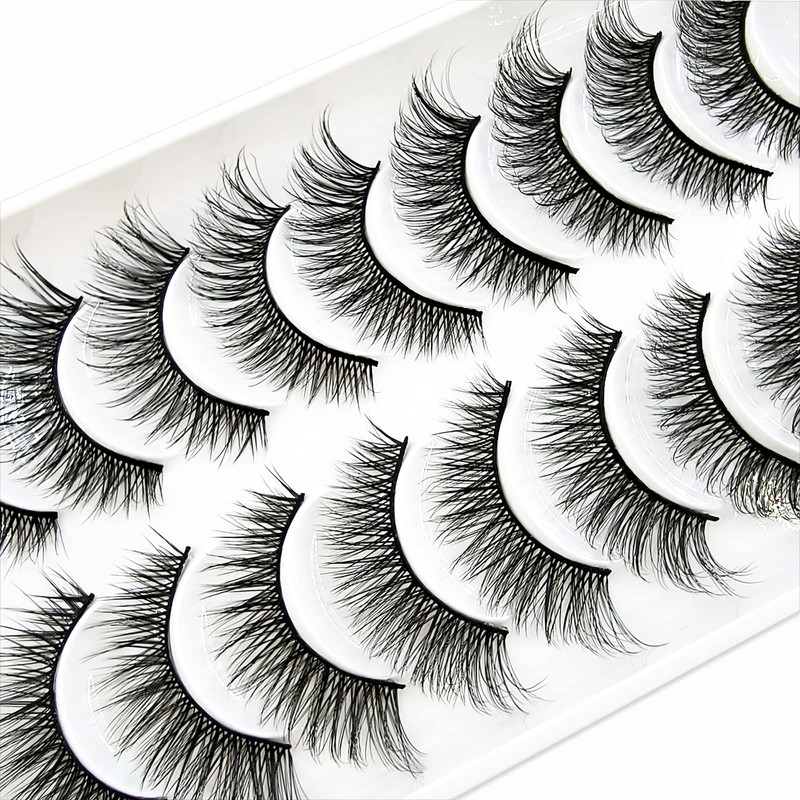 10 Pairs of 3D False Eyelashes, Cat's Eye, Natural Artificial