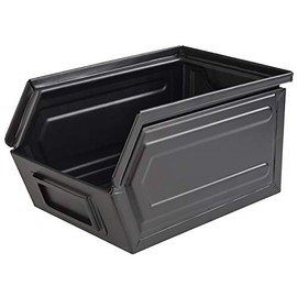 APS Industrial Snack Box Black Metal Box with Labelling Compartment, W x D x H: 15.5 x 23.5 x 13 cm, Fast Food Box, Dishwasher Safe, Stackable