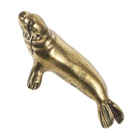 Vaguelly Mini Sea Animals Miniature Ornaments Miniature Garden Figures Small Animals Made of Resin Animal Figures Miniature Seal Table Animal Figure Small Seal Statue Brass Golden