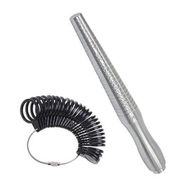 UK British Black Finger Sizer & Metal Ring Mandrel Measurer Stick Tool Size A-Z