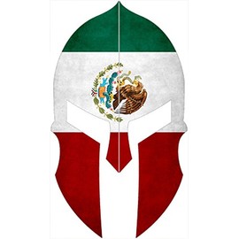 Two Pack Mexico Flag Spartan Helmet Sticker Patriotic Fearless Warrior Decal
