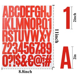 8 Sheets Letter Number Stickers, 2 Inch Vinyl Alphabet Stickers, Self-Adhesive Punctuation Letter Number Stickers for Mailbox, Scrapbooking, Decoration, Craft, Arts, DIY, Decor- Red & Green