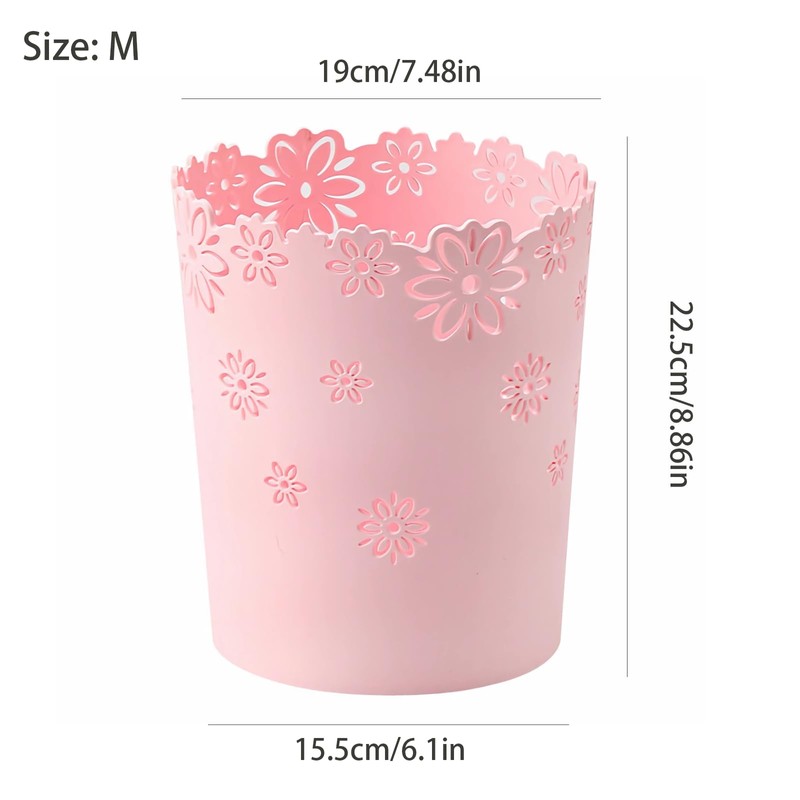 Mini Wastebasket 1.8 Gallons Small Pink Trash can Room Decor