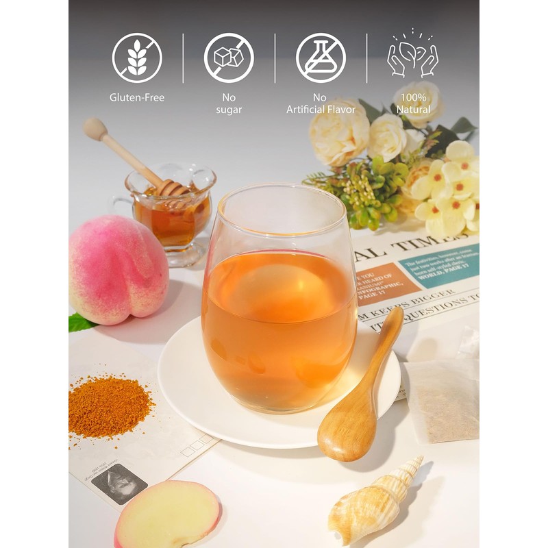 TeeLux Ginger Peach Turmeric Tea Bags, Warm Ginger with Tart
