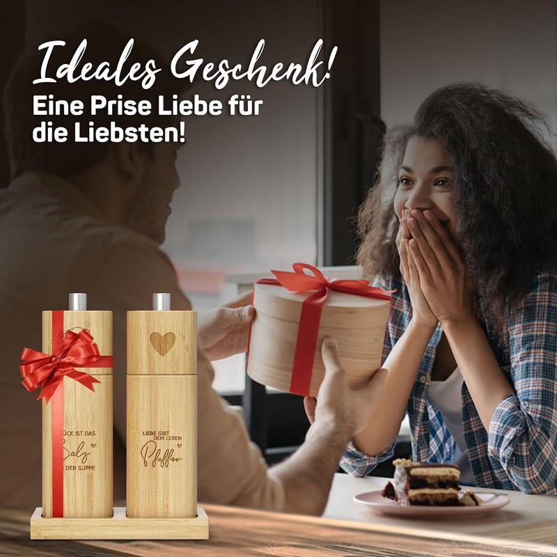 ELBFUCHS® Salt and Pepper Mill Wood Large [New] Loving Set