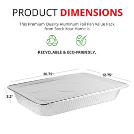 Aluminum Pans with Lids 21x13 Disposable Roasting Pans with Covers - 10 Foil Pans and 10 Foil Lids - Sturdy Catering Pans - Disposable Food Containers Great for Prepping Large Slabs of Meat