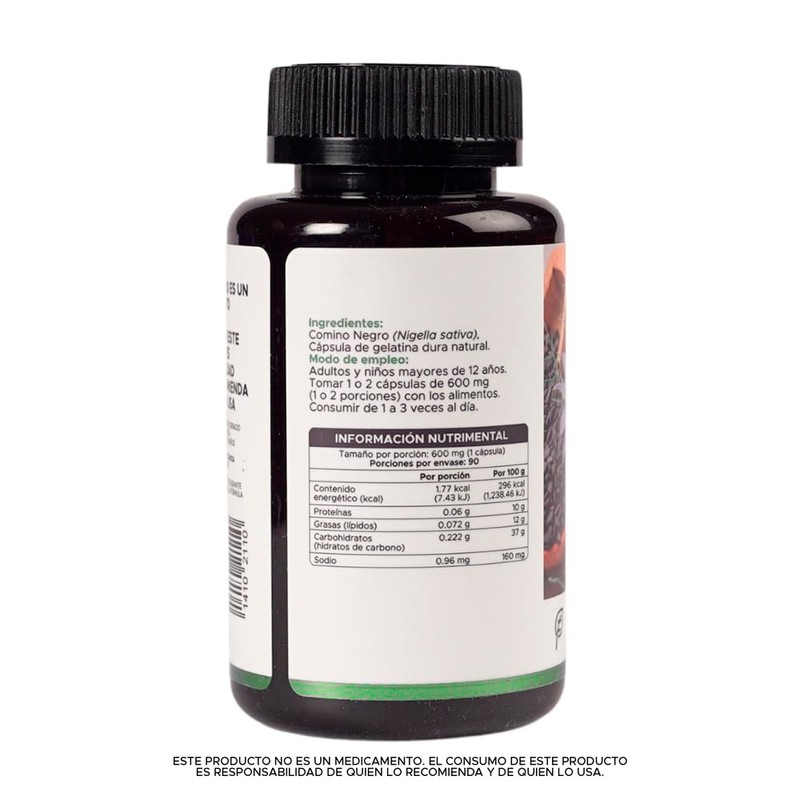 Comino Negro PACALLi - 90 Cápsulas de 600mg, Suplemento Alimenticio
