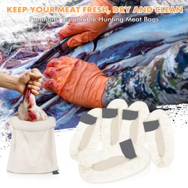 JXRYFFF Elk Game Bags Hunting Meat Bags 5 Pack | Field Dressing Quarter Meat Bags for Elk, Deer, Moose & Antelope | Includes Bonus Elk Part Bag | Essential Hunting Gear & Accessories