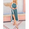 Hooever Women's 2 Piece Sets Boho Color Block Sleeveless Maxi