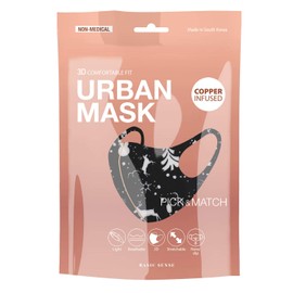 Basic Sense CHRISTMAS Copper Ion Infused Washable Reusable Face Coverings Masks Made In South Korea (Reindeer - Black)